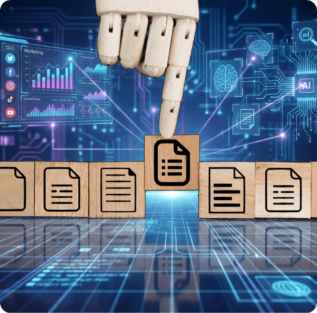 Strategic Marketing Content Automation Data-driven AI marketing partner generating custom on-brand content for franchises and multi-unit retail locations