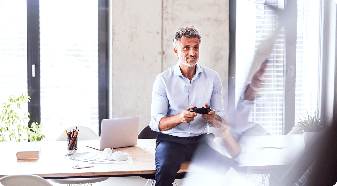 A professional experiencing the freedom of automated social media marketing and reclaiming personal time